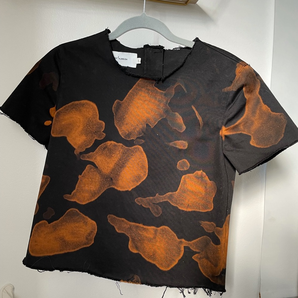 Marques Almeida Black/Orange Tie Dye Crewneck Top